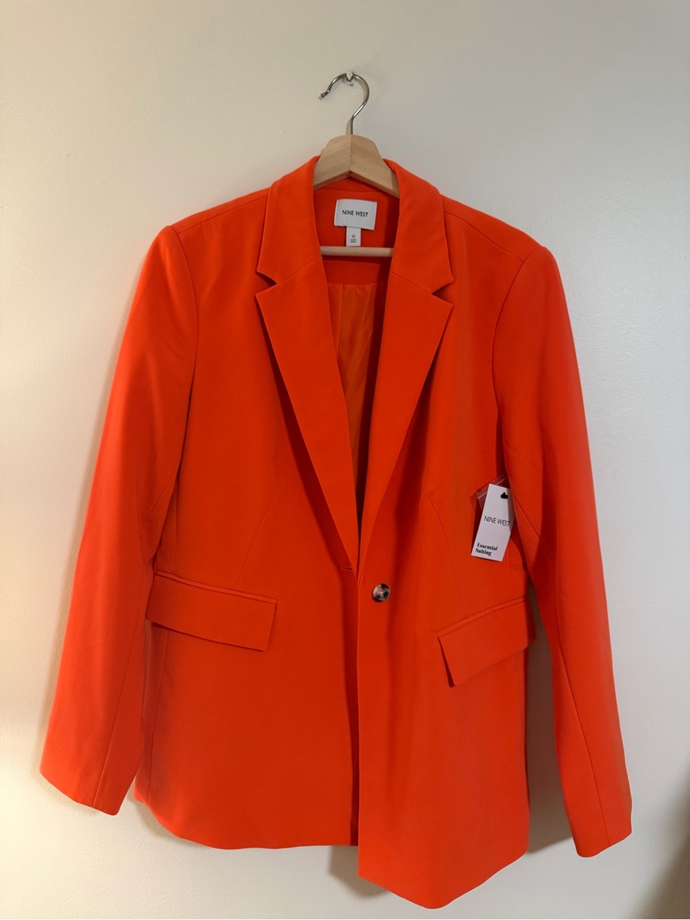 NWT Nine West Essential Suiting Orange Blazer Jacket Size 12